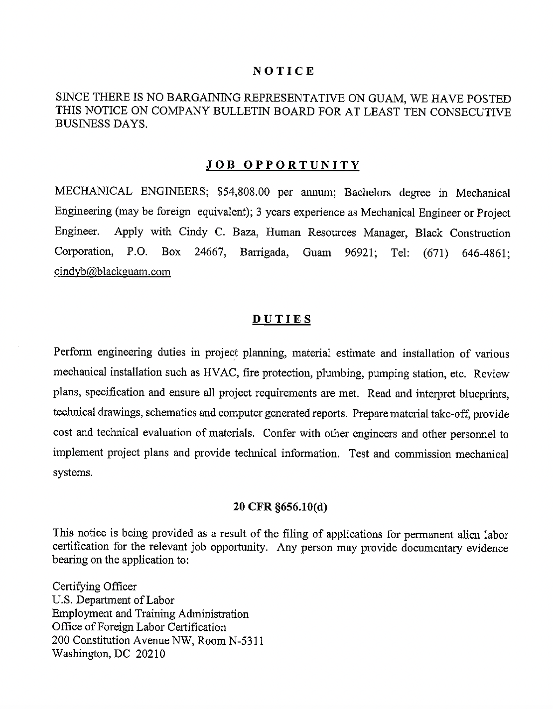 Employment Opportunities Black Construction Guam